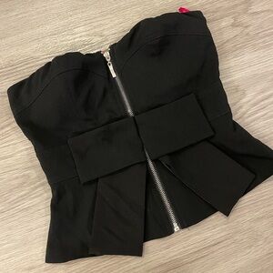 Forever 21 Black Zip Up Tube Top with Bow.